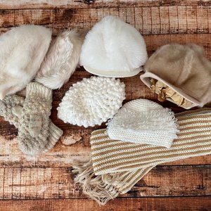 Vintage women's winter hats, mitten and scarf - lot